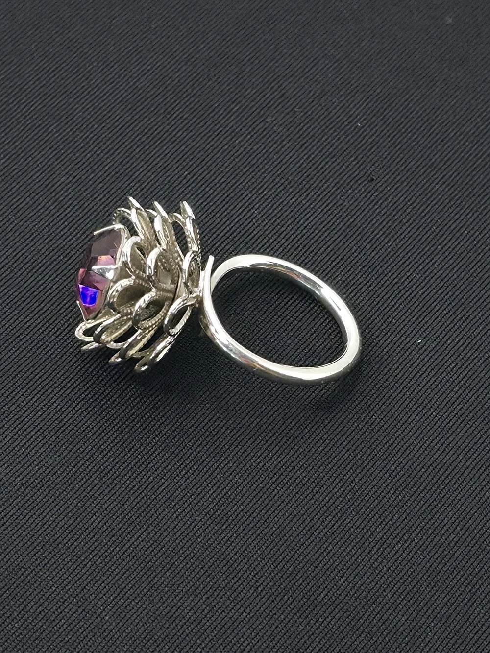 VTG Signed Sarah Coventry Nocturne Purple Ring 1972 Sz 8 - Picture 6 of 7